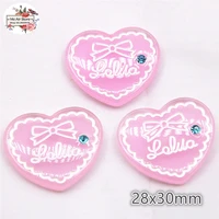 10pcs pink heart resin flatback cabochon for kids clip diy hair clip accessories