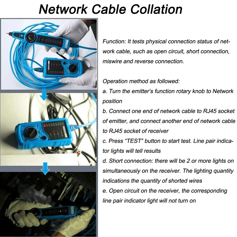 

BSIDE FWT11 Network Cable Tester, Telephone Line Tracker, Ethernet LAN Network Cable Tester for RJ11 RJ45 Cat5 Cat6