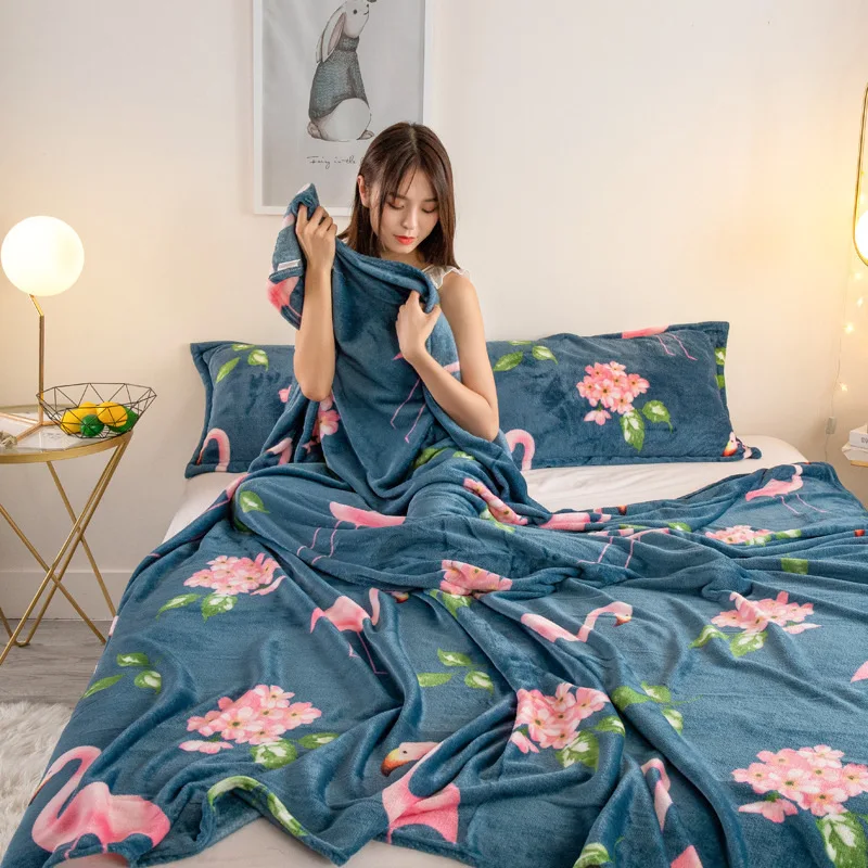 Брендовое флисовое покрывало для кровати с принтом Фламинго высокой плотности