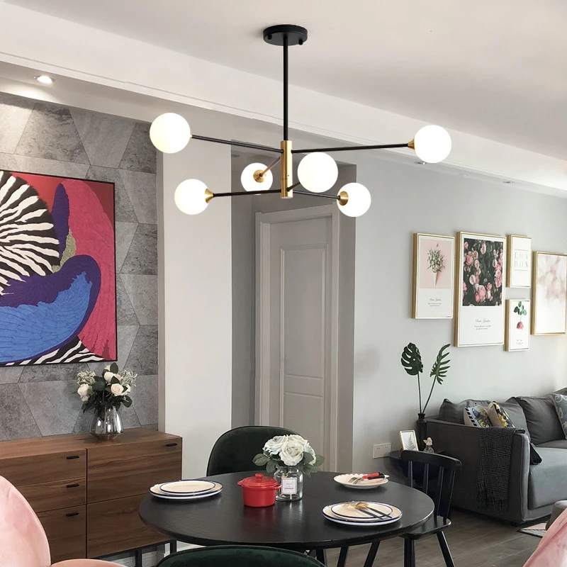 Скандинавская светодиодная люстра со стеклянными пузырьками современный