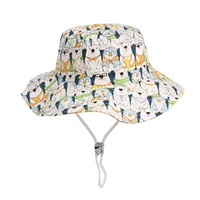 bucket hat kids boy girl summer beach sun big brim white animal bear with string breathable cap accessory for baby toddlers