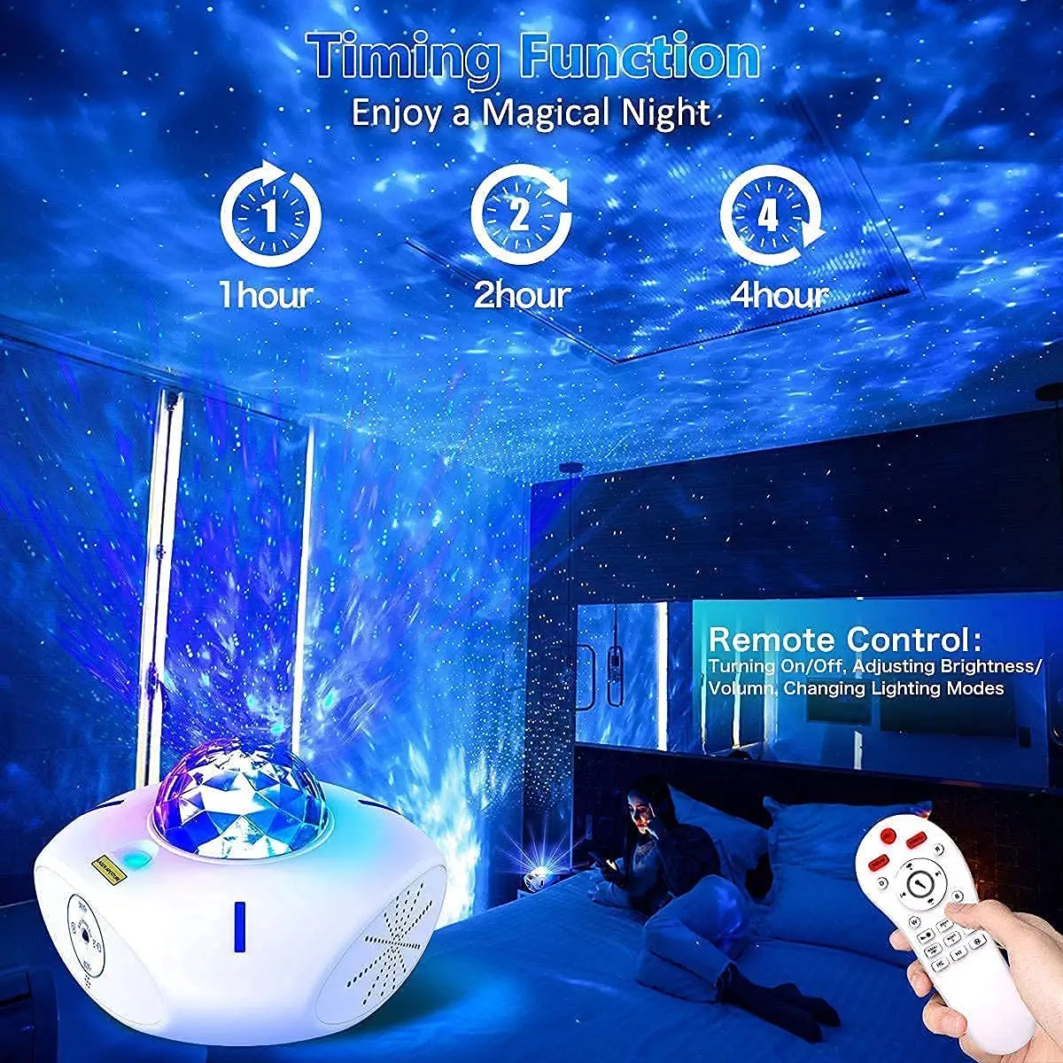 Laser Galaxy Starry Sky Projector Rotating Ocean Waving Night Light Led Colorful Wave Cloud Lamp Atmospher Bedroom Beside | Лампы и