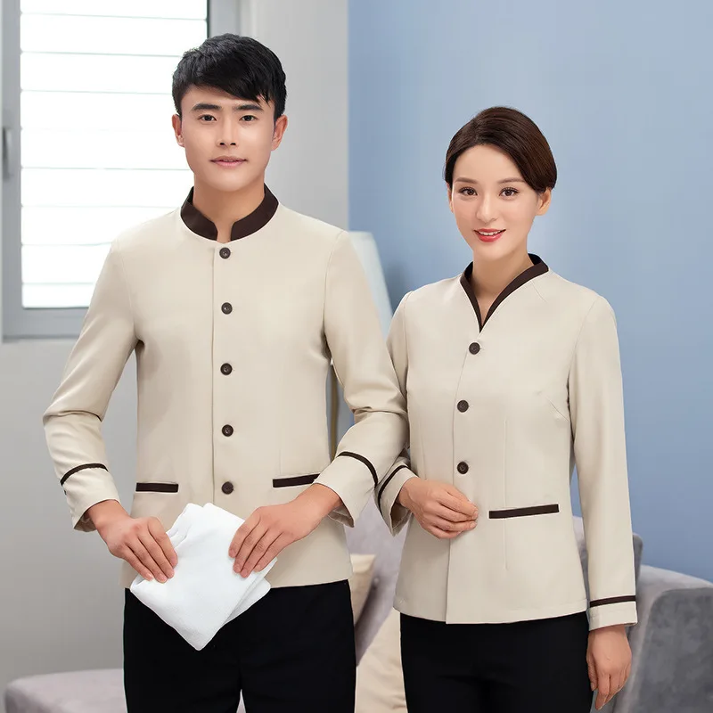 

Waiter Uniform Hotel Uniform Long-sleeved Restaurant Catering Cafe Guest Room Community Property Work Clothes Autumn Winter