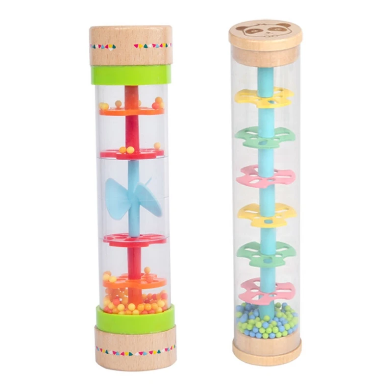 

2022 New Baby Rainmaker Cylinder Sound Instrument with Bright Colour Rain Stick SoundToys for Baby Infant Toddler