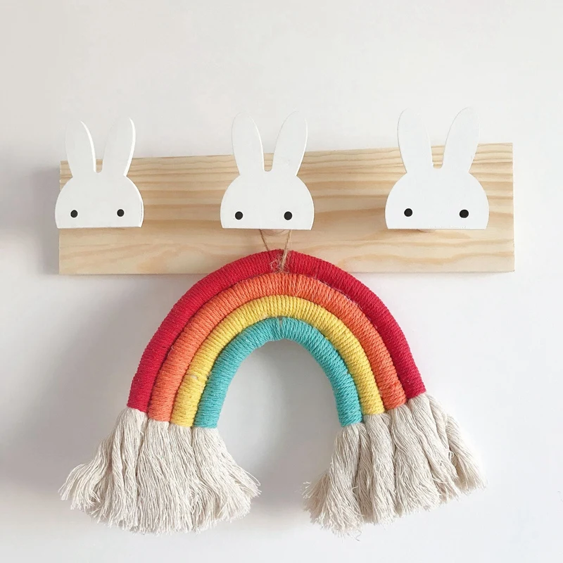 

Wooden Creative Home Furnishing Hook Coat Hook Cartoon White Rabbit Row Hook Hook Children's Room Decoration Hook