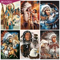 indians and tiger wolf beasts 5d diy diamond painting animals embroidery cross stitch kits mosaic drill landscape home decor