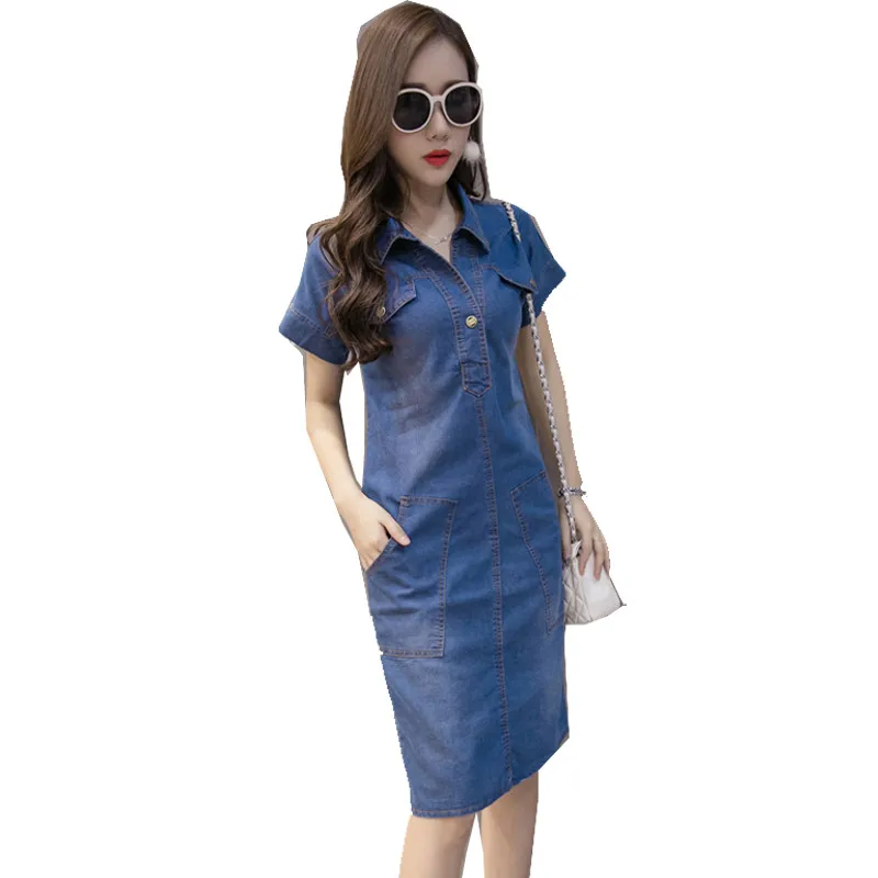 Новинка 017 летнее джинсовое платье женская одежда размера плюс 3XL женское офисное