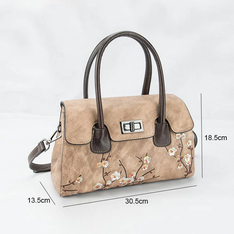 

Bestform Retro Handmade Embossing Genuine Leather Luxury Handbags Women Bags 2021 New Leisure Totes Cowhide Shoulder Bags