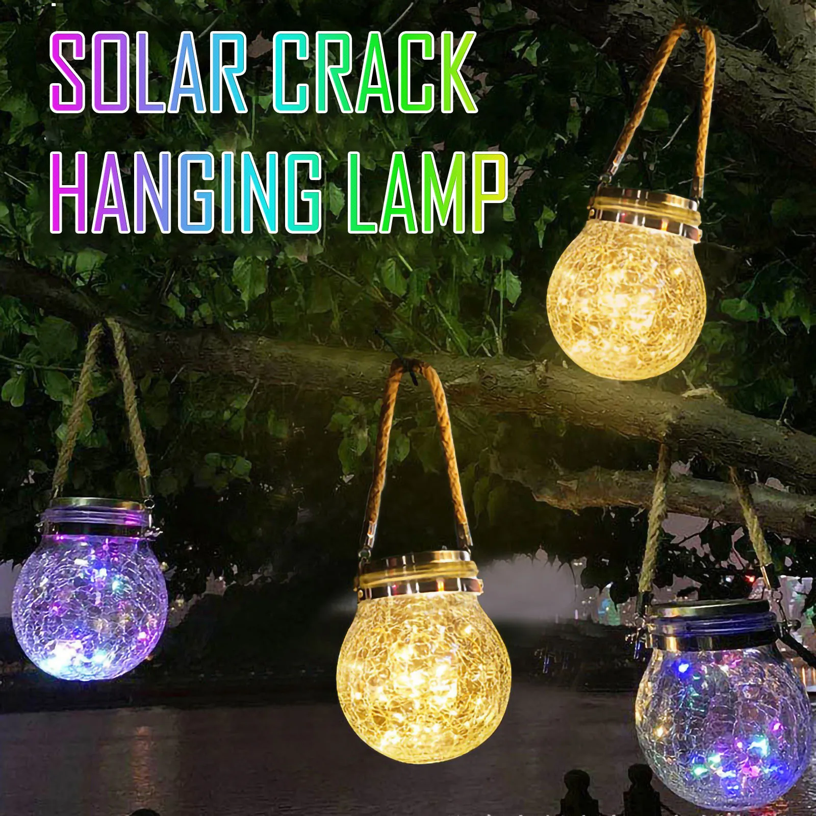 Солнечный трещины подвесной светильник шарик Стекло Jar Рождественские огни