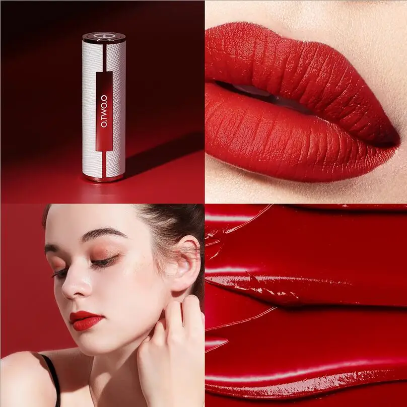 

O.TWO.O Matte Lipstick Nude Brown Red Lips Makeup Velvet Silky Smooth Texture Long Lasting Waterproof Lip Stick 12 Colors T1502