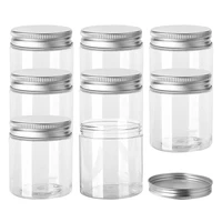 wholesale cosmetic food packaging 100ml 120ml 150ml 200ml 250ml clear pet plastic cosmetic cream jar with aluminum lid