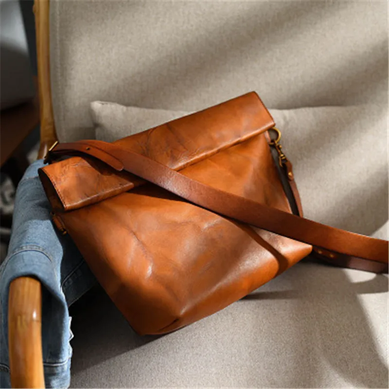 Organizer simple luxury genuine leather men's women's shoulder bag casual fashion designer real cowhide work crossbody bags