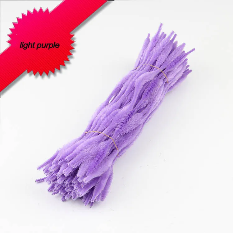 light purple 100 шт Красочные гофрированные шенилле Стебли трубы скрученный стержень ручной материал, аксессуары для поделок Детские интеллектуальные игрушки Дети - Цвет: light purple