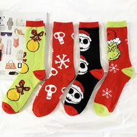 funny cute style christmas cartoon pattern women cotton socks super soft gift for female stay in the house sleeping floor sox