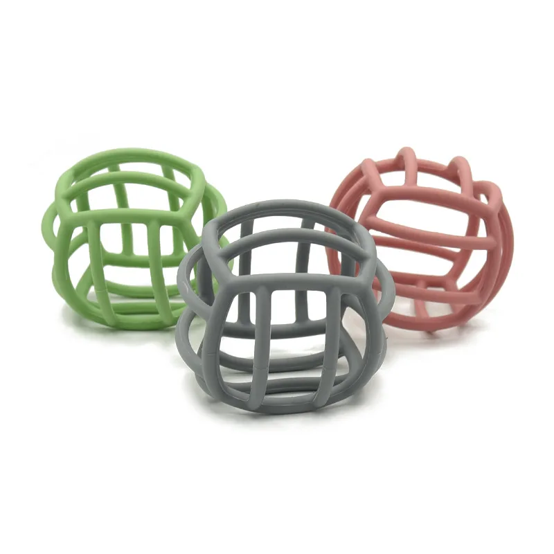 

Hot Sale BPA Free Newborns Children's Products Colorful Silicone Chewing Teether Toy Ball Easy To Clean Safe Baby Shower Gifts