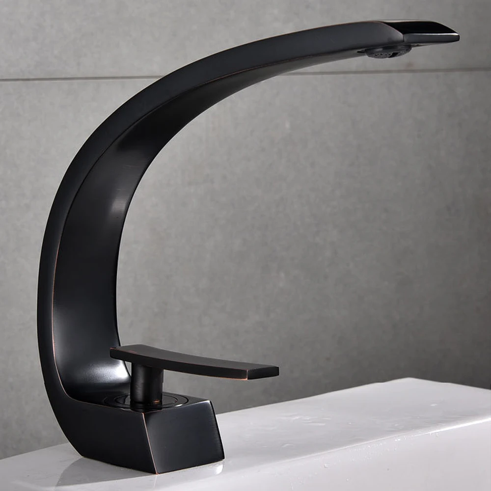 Ванная комната черное покрытие смеситель для раковины все медные горячей