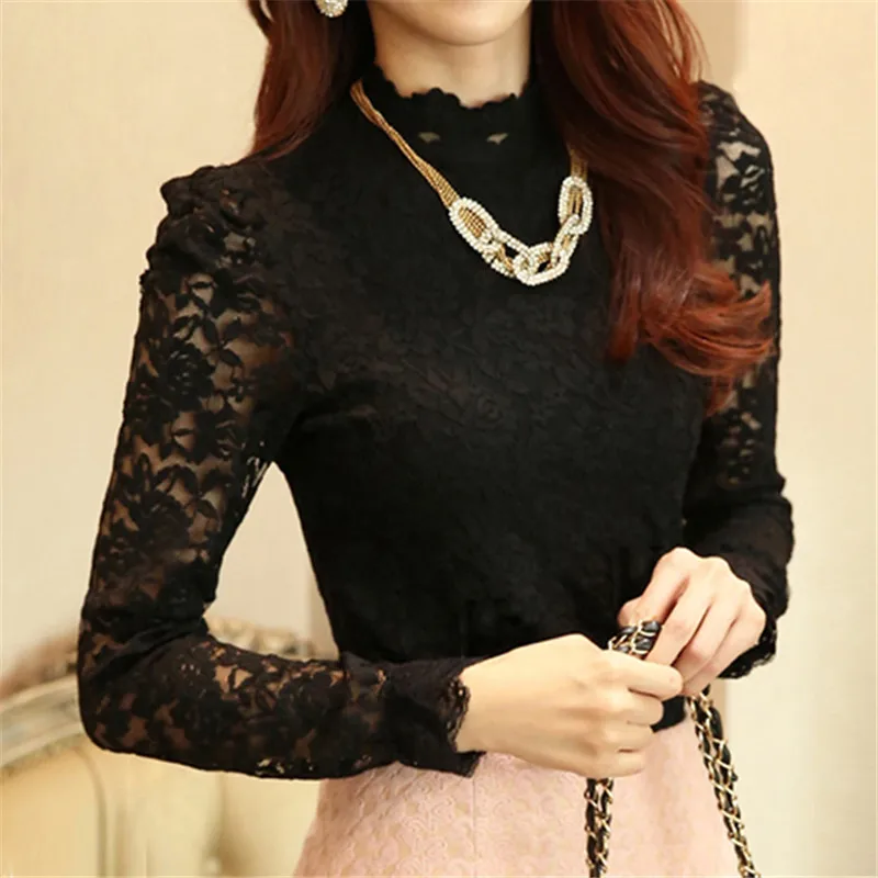 2021 модные элегантные открытые женские Блузка женская белая кружевная блузка
