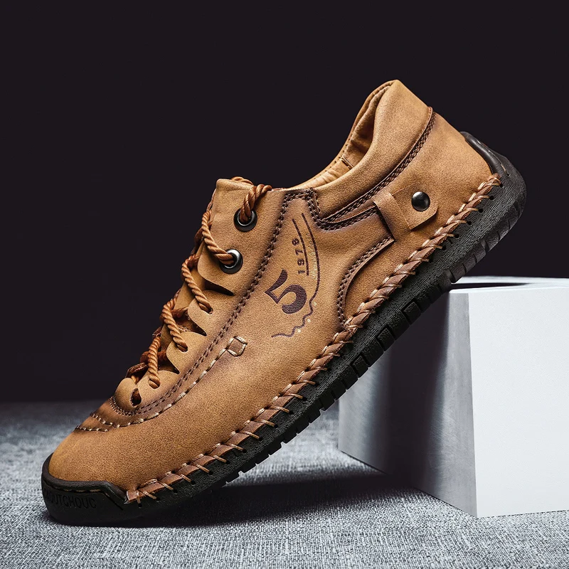 

genuine Leather Men Shoes Luxury Brand Handmade Casual Shoes Men Sneakers Italian Breathable Leisure Mens Moccasins Big Size