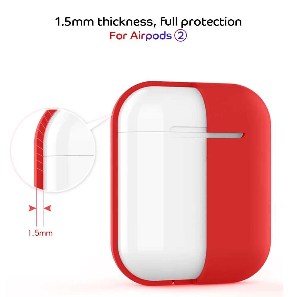 

Shockproof Cover for Apple AirPods 2 Silicone Earphone Case For AirPods 2 Solid Color Protector Wireless Headphone Charging Bag