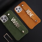 Роскошный кашемировый кожаный чехол для телефона с именем на заказ, подходит для iPhone 11 12 13 Pro Max, зимний чехол с полосатыми буквами