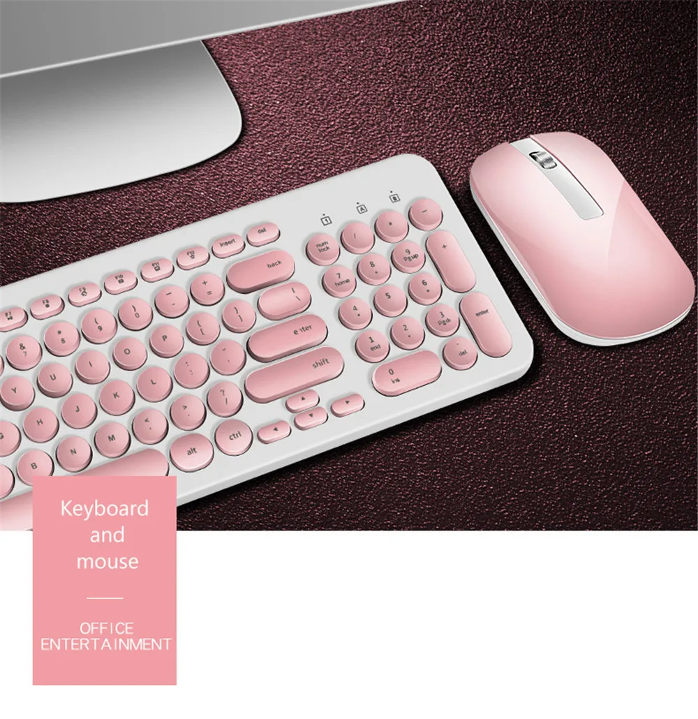 2,4G Беспроводная Бесшумная клавиатура и мышь Круглый Keycap клавиатура игровая мышь для Macbook lenovo Dell Asus hp ноутбук ПК компьютер