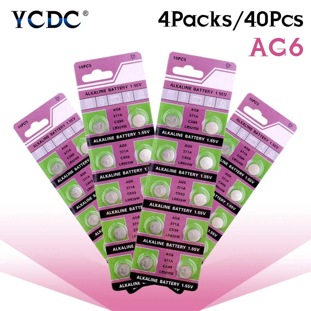 10-100 шт. одноразовые щелочные кнопочные батарейки AG6 ag6 371 d371 605 sr920sw sr69 | Электроника