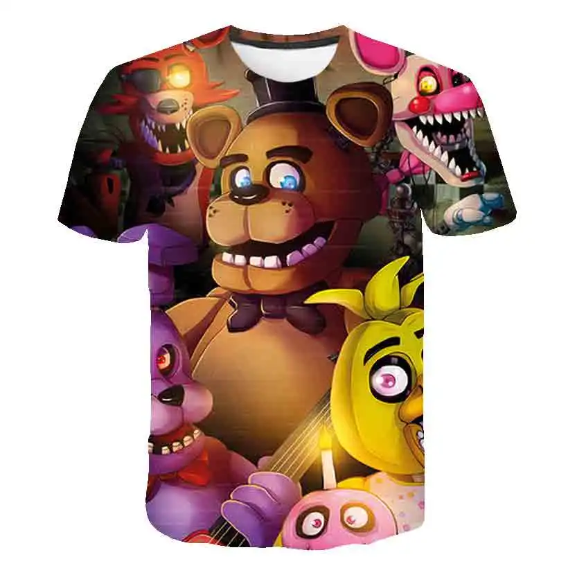 

3D T-Shirt Boys And Girls Baby Cartoon Print Summer Short-Sleeved Clothes For Five Nights Size4T-14T
