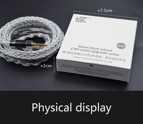 KZ Кабель для наушников 8-жильный серебристо-синий 784 ядра