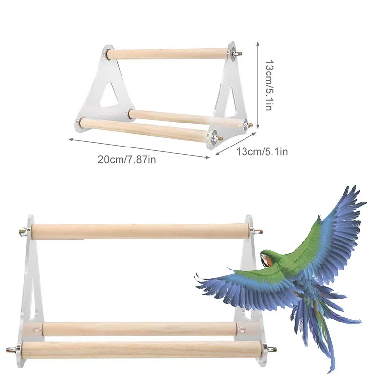 Parrot Pet треугольная лестница акриловая подвесная стойка игрушка деревянные качели рамка платформа Parakeet ветка perches птица аксессуары