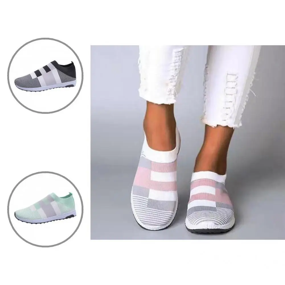 

Women Sneakers Elastic Topline Trendy Anti-Slip Woman Knitted Slip On Sneakers