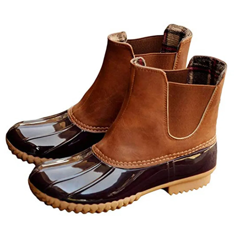 

Waterproof Short Boots for Women Fahsion Leopard Splice Rain Shoes with Anti-Slip Sole -OPK