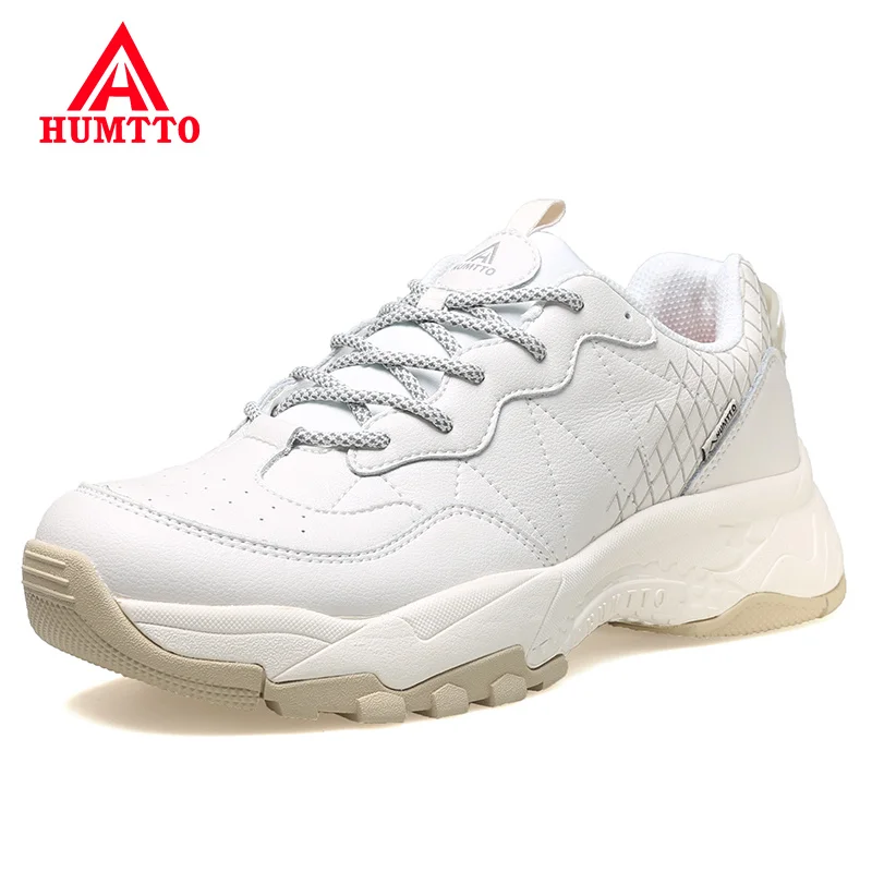 HUMTTO Casual Shoes for Women 2021 Winter Platform Shoes Womens Luxury Designer Flat White Black Leather Running Female Sneakers