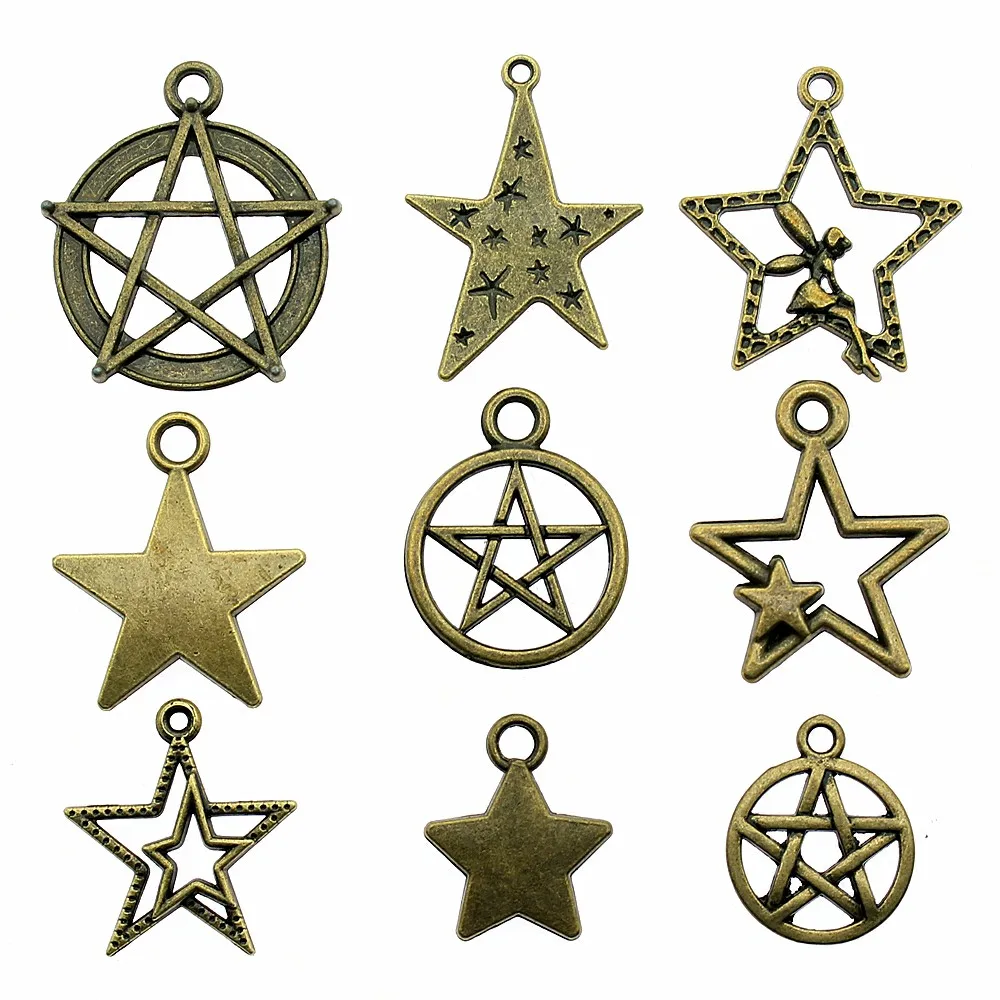 

10pcs Pentagram Star Charms Vintage Star Pendants Jewelry Making Star Charms For Bracelet Making Antique Bronze Color