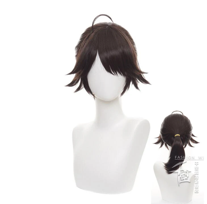 Anime Identity V Luca Balsa Wig Cosplay Costume Brown Short Ponytail  Hair Wigs for Halloween Party Carnival Role Play