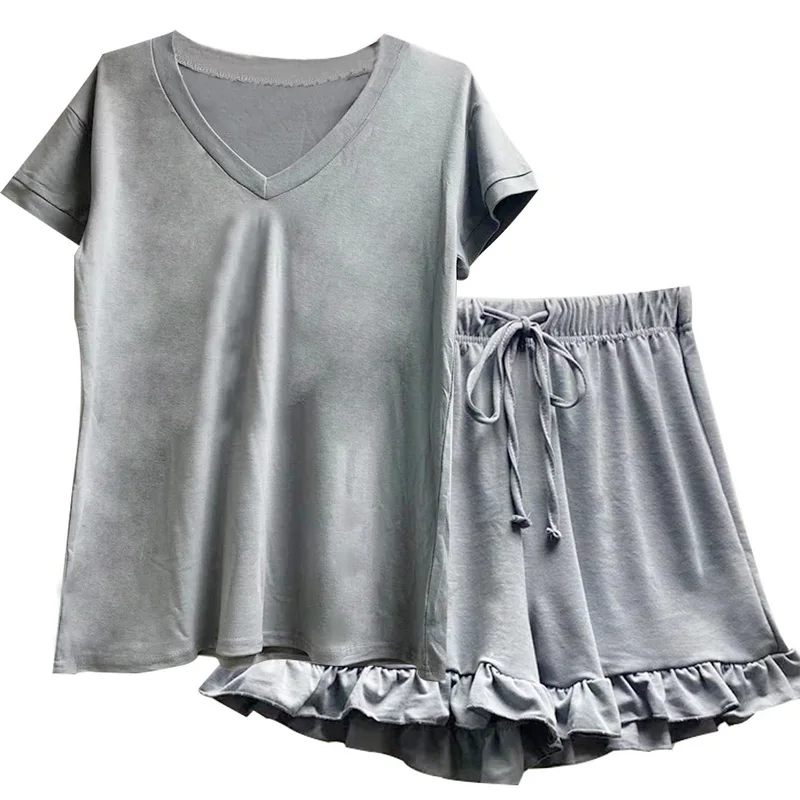 

pijama mujer invierno Solid Color Pyjamas Set Sleeveless Top + Shorts Female Night Suit Sleepwear Women's Homewear Pijama Mujer
