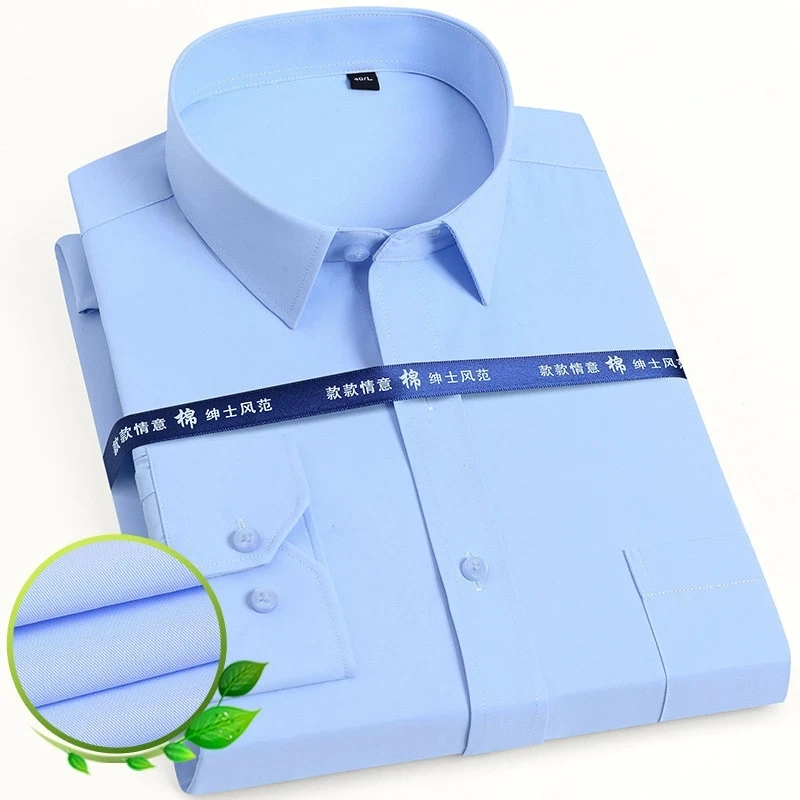 Classic Men's Shirts Long Sleeve For Man Solid/Striped Formal Business Slim Fit Dress Shirts Solid Twill Social Men Clothing