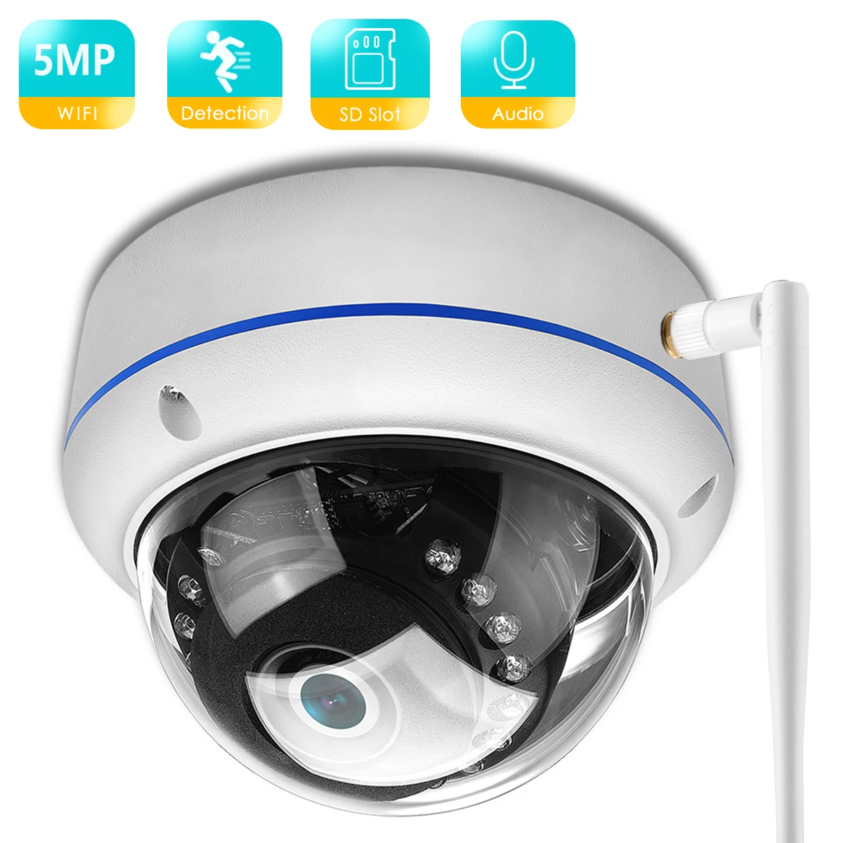 

BESDER 5MP WiFi Wireless Audio Home Security Night Version IP Camera Vandal-proof Metal Material Cloud Storage