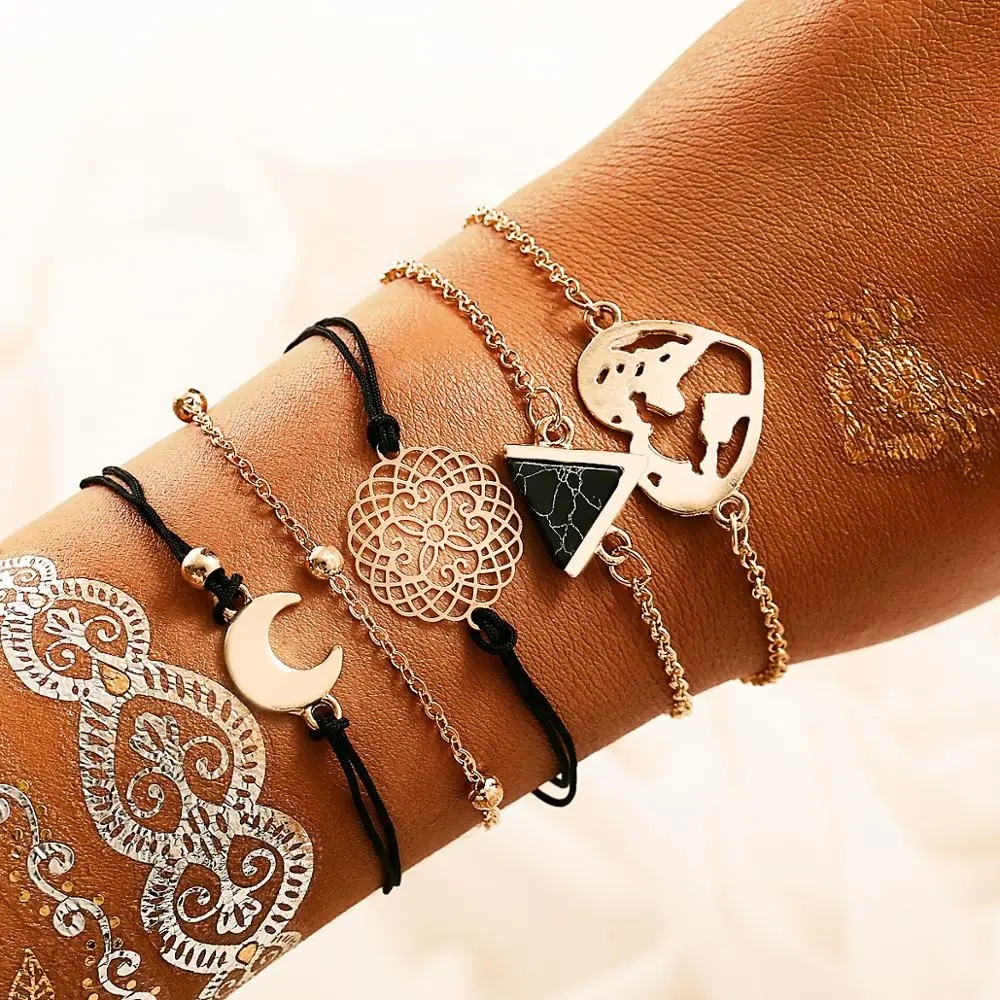 Женский браслет с подвеской IF ME винтажный Набор браслетов из камней и жемчужин