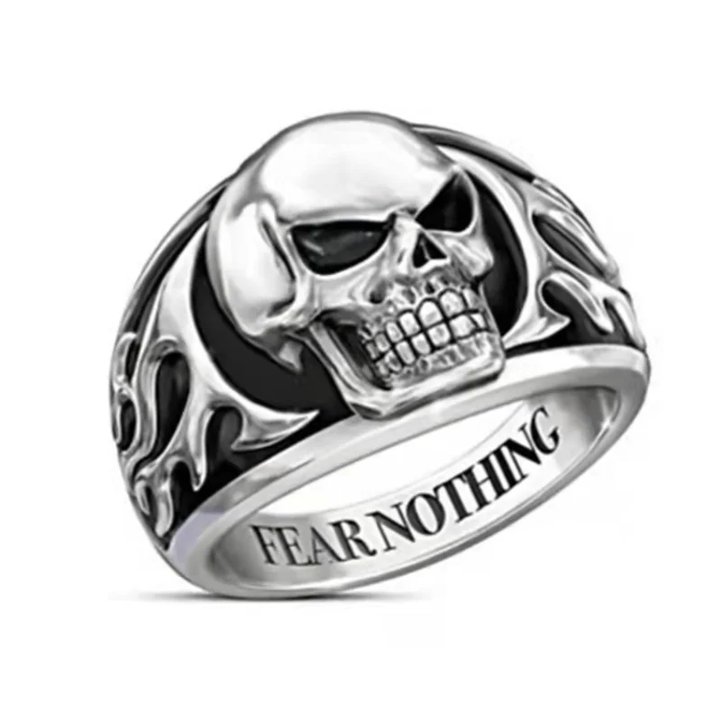 

Creative retro silver metal skull ring for men's punk hip-hop style party gothic street accessories ring jewelry gift bagu homme