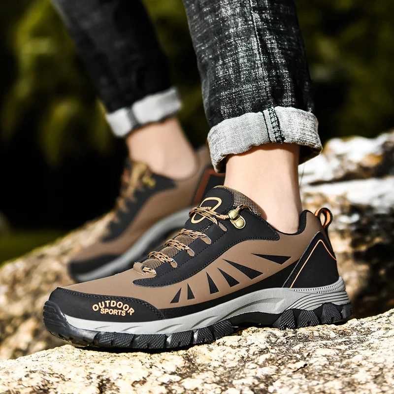 

2021 New Arrival Men Hiking Shoes Lace Up Brown Style Men Sport Shoes Outdoor Jogging Trekking Sneakers Men sport shoes