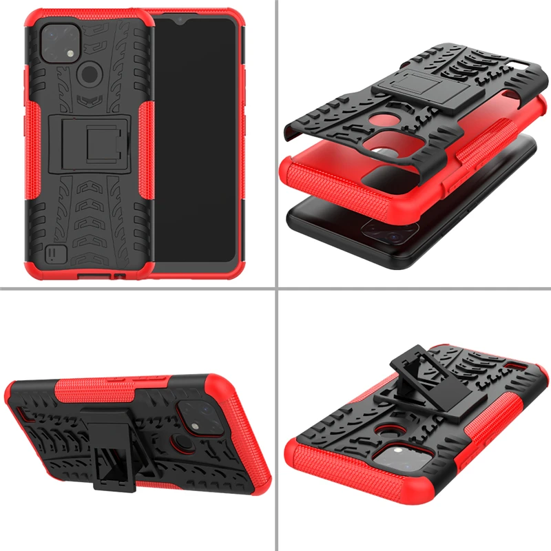 for oppo realme c21 case cover anti knock heavy duty stand holder armor bumper cover realme c21 silicone phone case realme c21 free global shipping