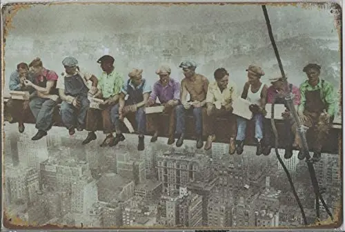 

Construction Worker Vintage Style Metal Sign Indoor & Outdoor Home Bar Coffee Kitchen Wall Decor