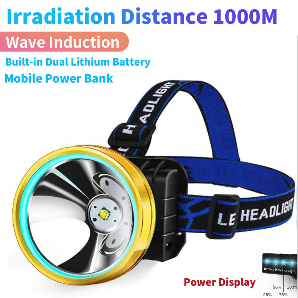 

Motion Sensor LED Headlamp Waterproof Headlight Camping Torch Flashlight Headlight for Fishing Hunting Built-in Battery