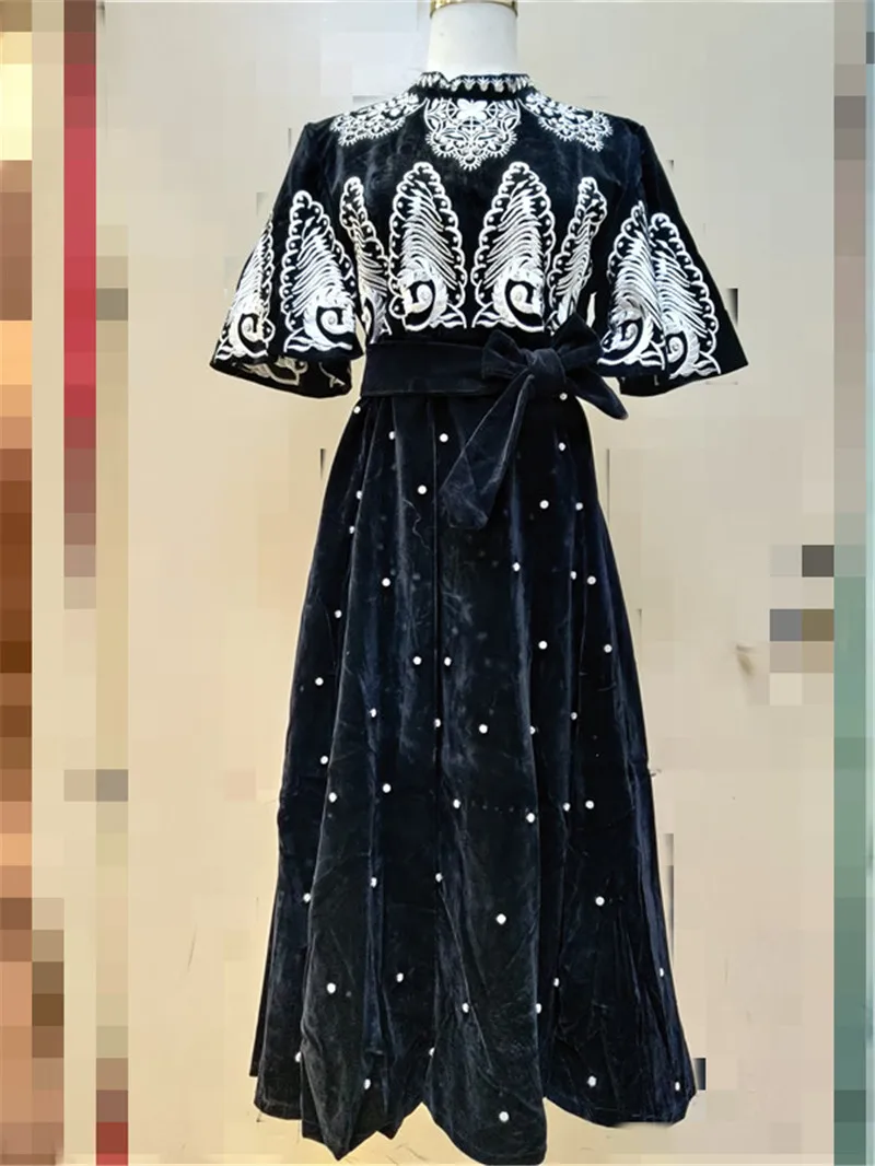 Женское платье с цветочным принтом Vinatge Vestido модное осеннее и стразами в