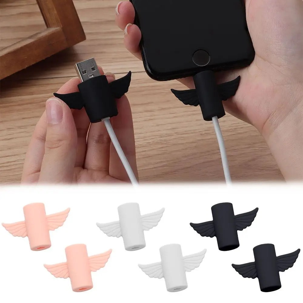 2 шт./компл. мягкий милый держатель кабеля для передачи данных ангельские крылья