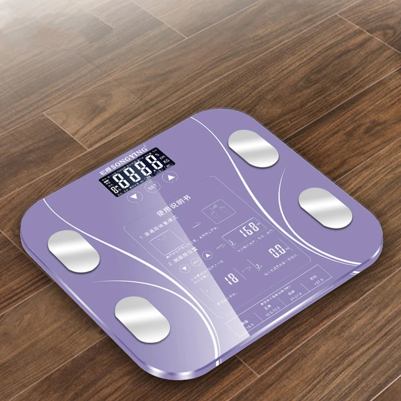 Purple Smart Body Fat Scale lcd цифровой беспроводной телефон получить ИМТ монитор веса анализатор здоровья фитнес похудение инструменты весы - Цвет: Purple