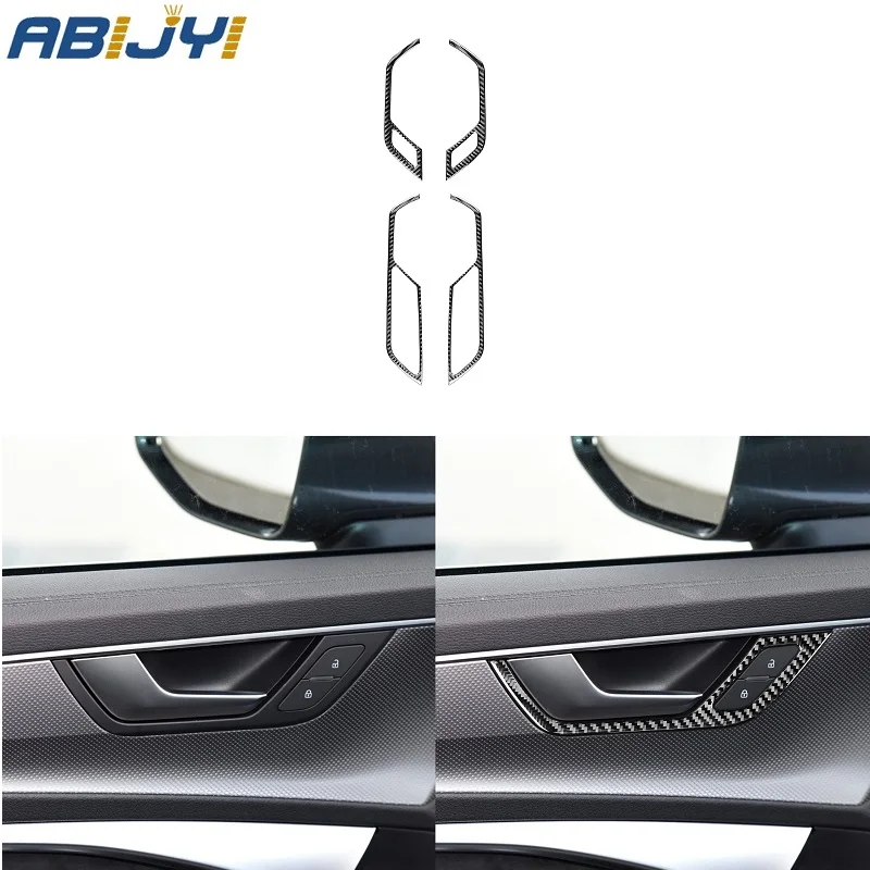 

Car Accessories For Audi A6L A7 2019 2020 2021 Car Black Stickers Carbon Fiber Cover Trim Decoration Inner Door Handle 4PCS