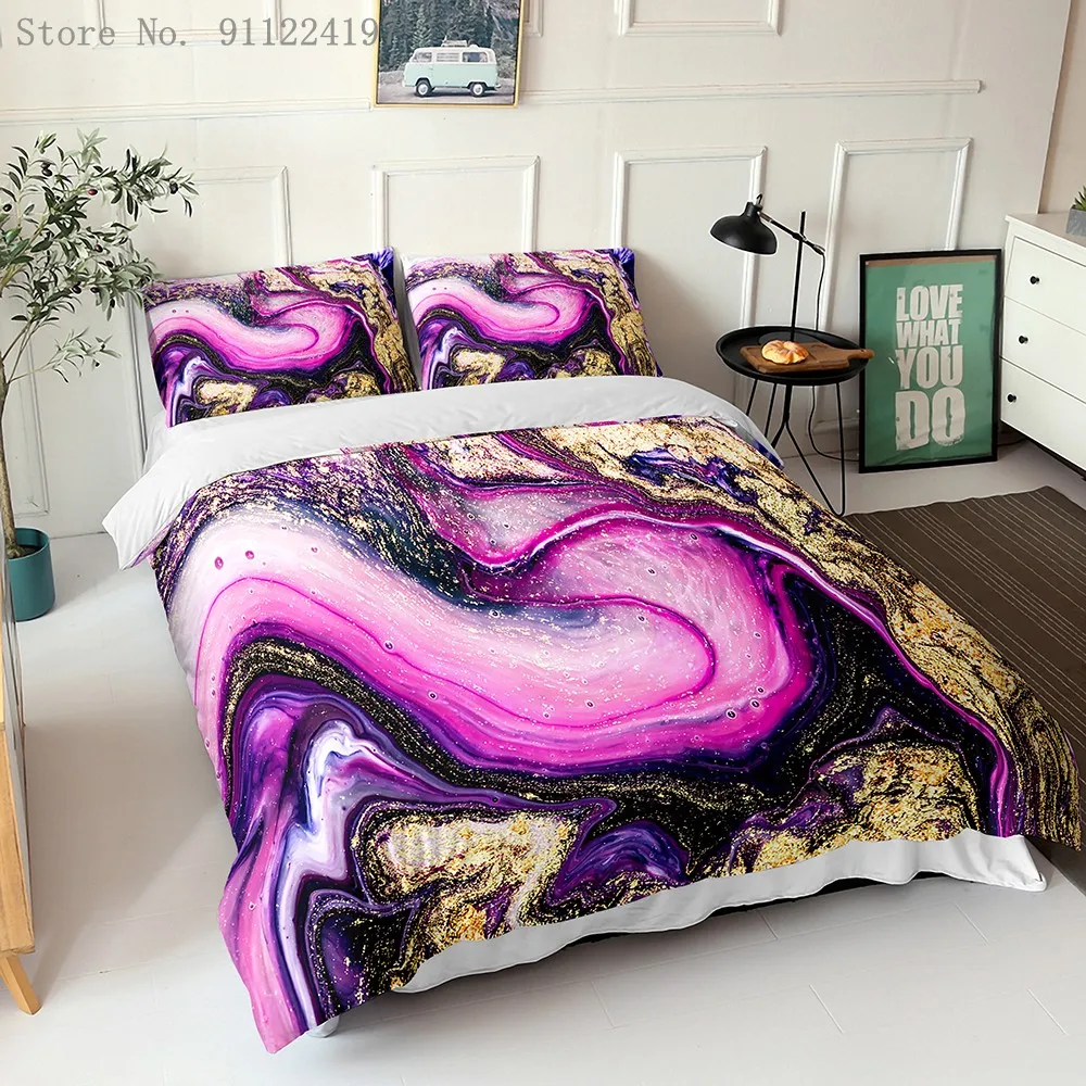

Colorful Marble Pattern Printed Duvet Cover Single Twin Double Full King Size Bedding Sets Winter Warm Bedroom Textiles