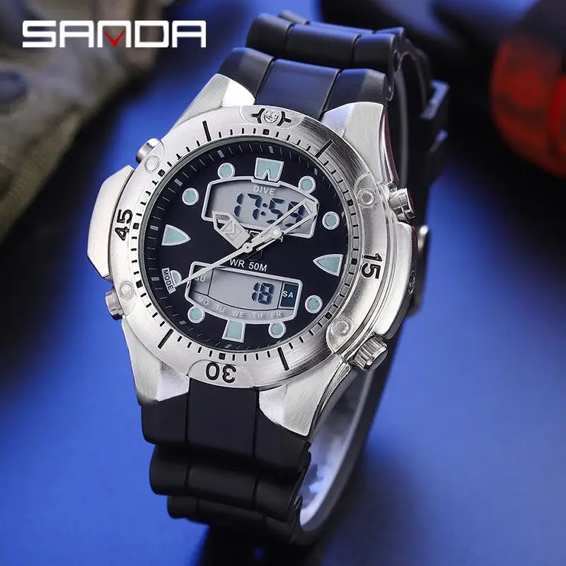 Часы наручные Sanda Мужские Цифровые модные спортивные многофункциональные