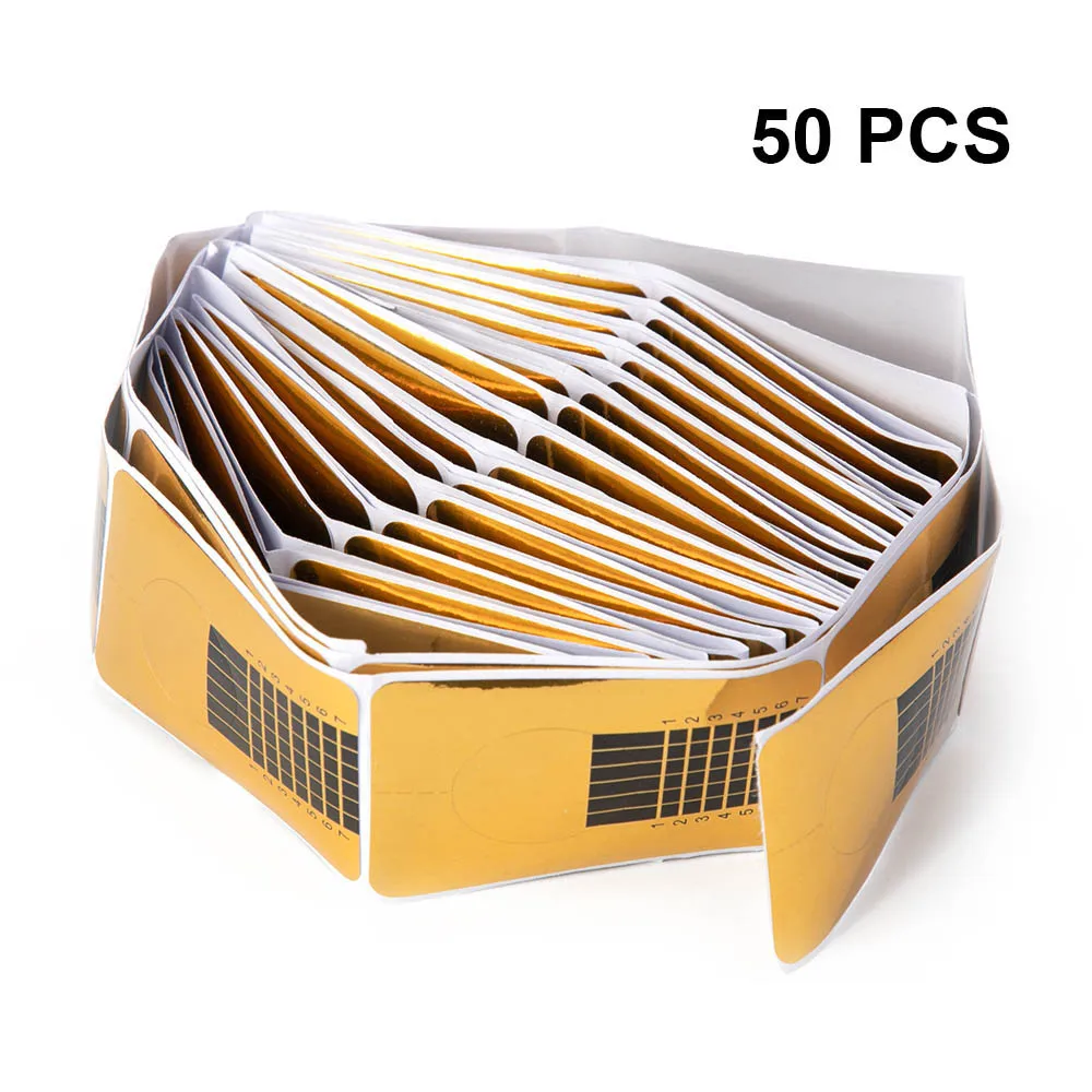 50 pcs nail forms LadyMisty 60 мл акриловый поли строитель расширение розовый белый металл с прозрачными кристаллами УФ светодиодный обнаженный ногтей советы строитель УФ светодиодный гель - Цвет: 50 pcs nail forms